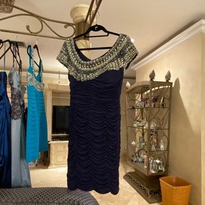Navy Cocktail Beaded Dress